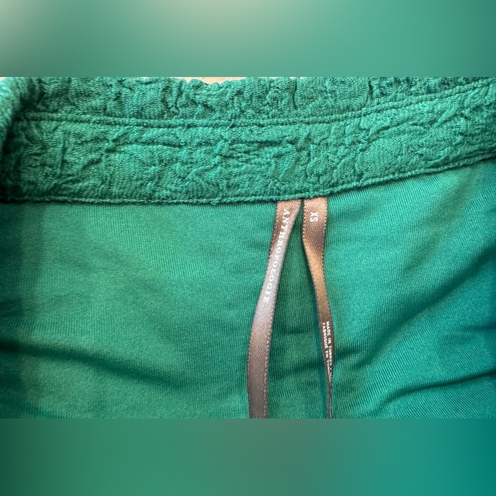 NWOT By Anthropologie Green Textured Short-Sleeve Collared Button Midi Dress XS - Picture 5 of 5